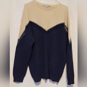 NWOT-Stella McCartney Nayy/Cream Cashmere Wool Sweater Size 38-Italy
